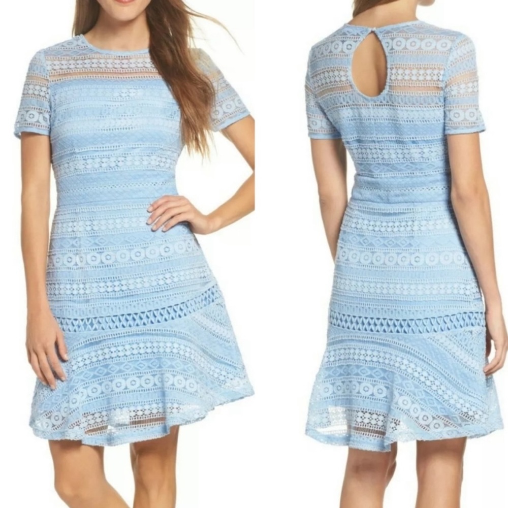 Chelsea28 Nordstrom French lace baby blue dress
